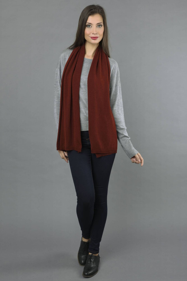 Pure Cashmere Plain Knitted Small Stole Wrap in Bordeaux 3
