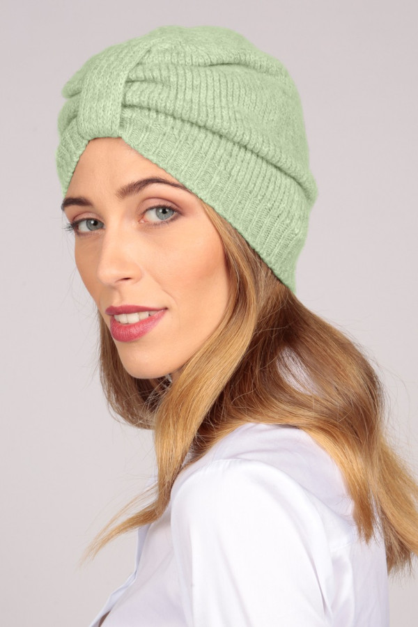 Cashmere turban in sage green 2
