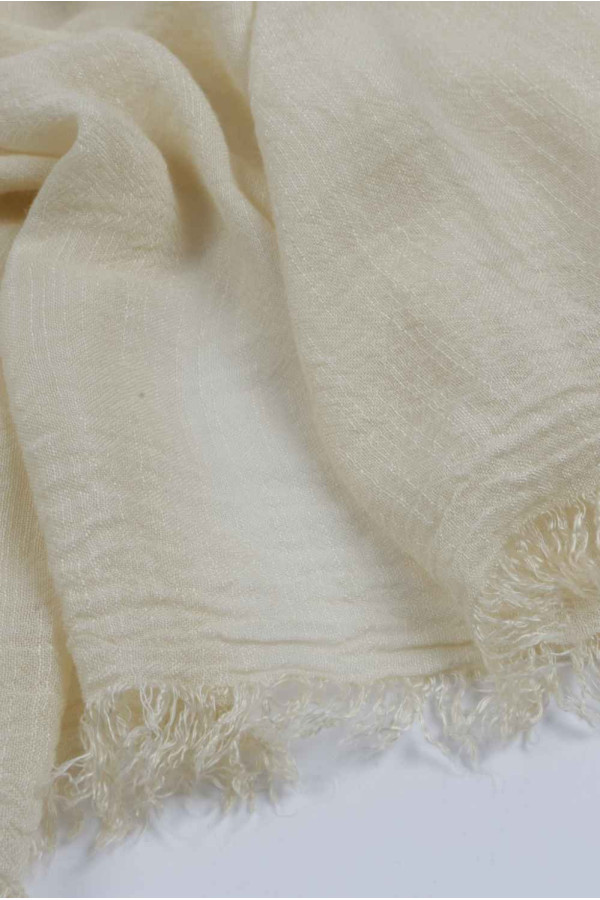 Lightweight Summer Scarf Shawl Wrap 100% Bamboo colour Custard White close up 01