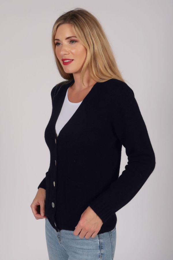 Cashmere Cardigan Jumper in navy blue front