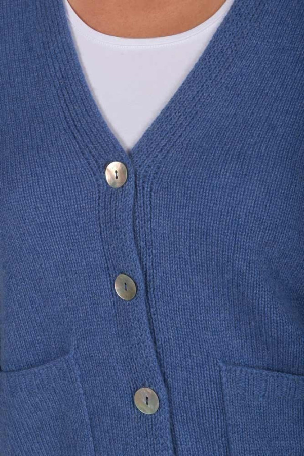 Cashmere Cardigan Jumper in Periwinkle Blue detail