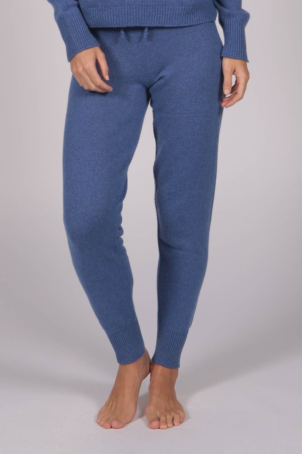 Women's Pure Cashmere Joggers Pants in Periwinkle Blue 1