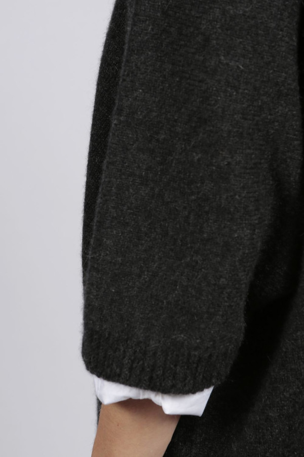 Charcoal grey pure cashmere duster cardigan back