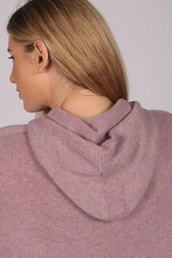 Antique Pink 100% Cashmere Hoodie for Women full body