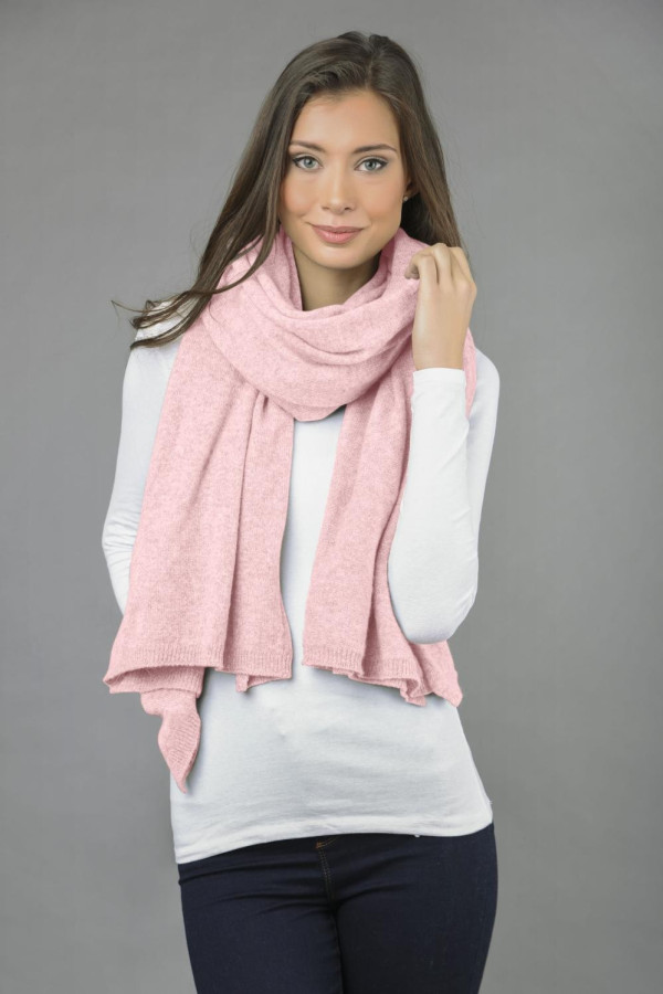 Knitted Pure Cashmere Wrap in Baby Pink
