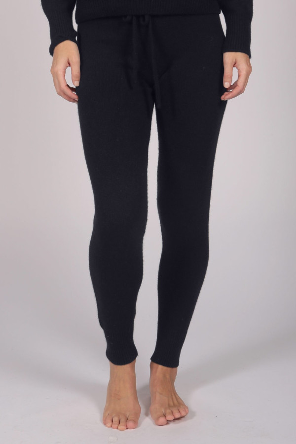 Women's Pure Cashmere Joggers Pants in Navy Blue front