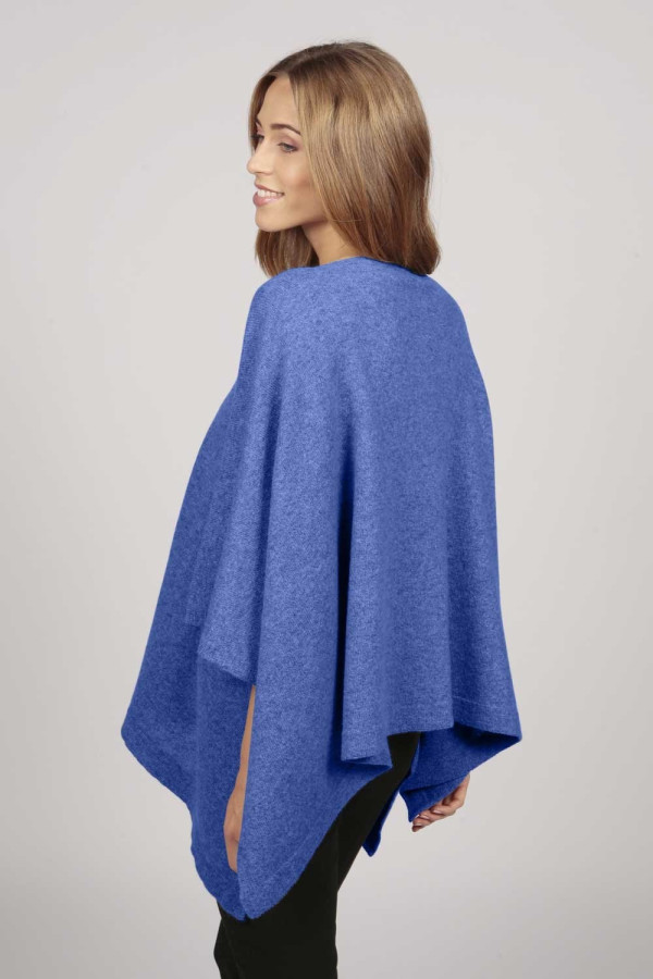 Cashmere boat neck poncho Periwinkle 