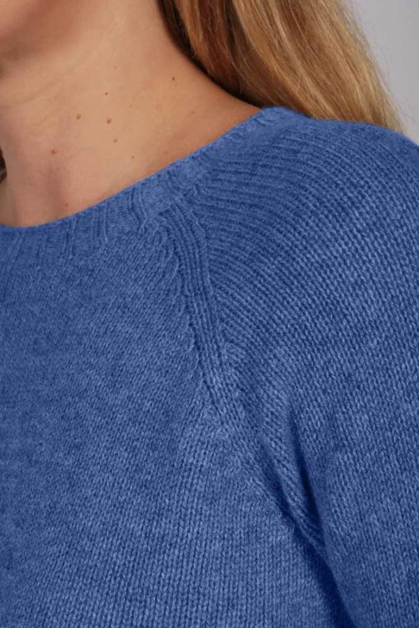 Damen Pullover mit Rundhalsausschnitt singrünblau 100 % Kaschmir