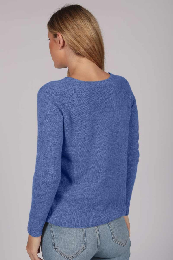 Damen Pullover mit Rundhalsausschnitt singrünblau 100 % Kaschmir