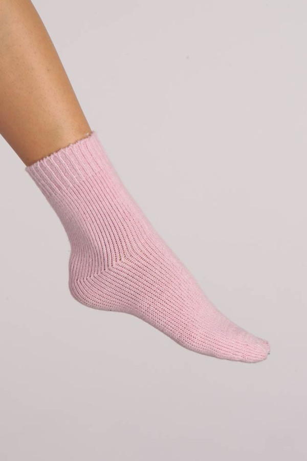 Cashmere Bed Socks in Baby Pink Plain Knit 