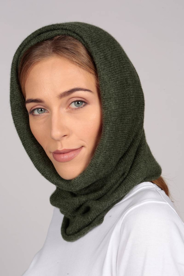 Cashmere snood in army green