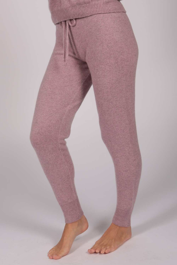 Women's Pure Cashmere Joggers Pants in Antique Pink