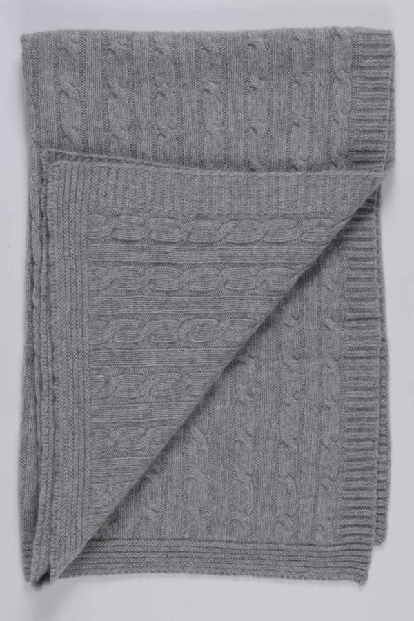 light grey pure cashmere baby blanket cable knit