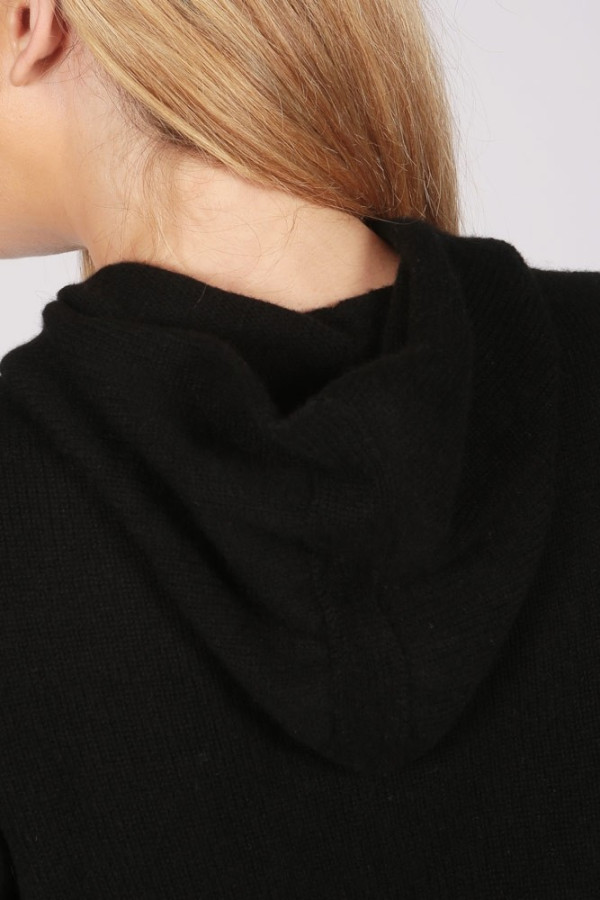 Black 100% Cashmere Hoodie for Women detail