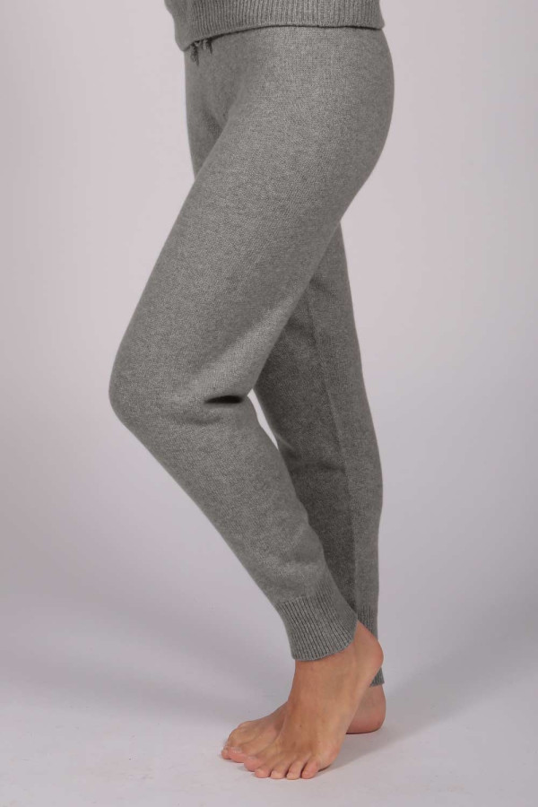 Women's Pure Cashmere Joggers Pants in Light Grey