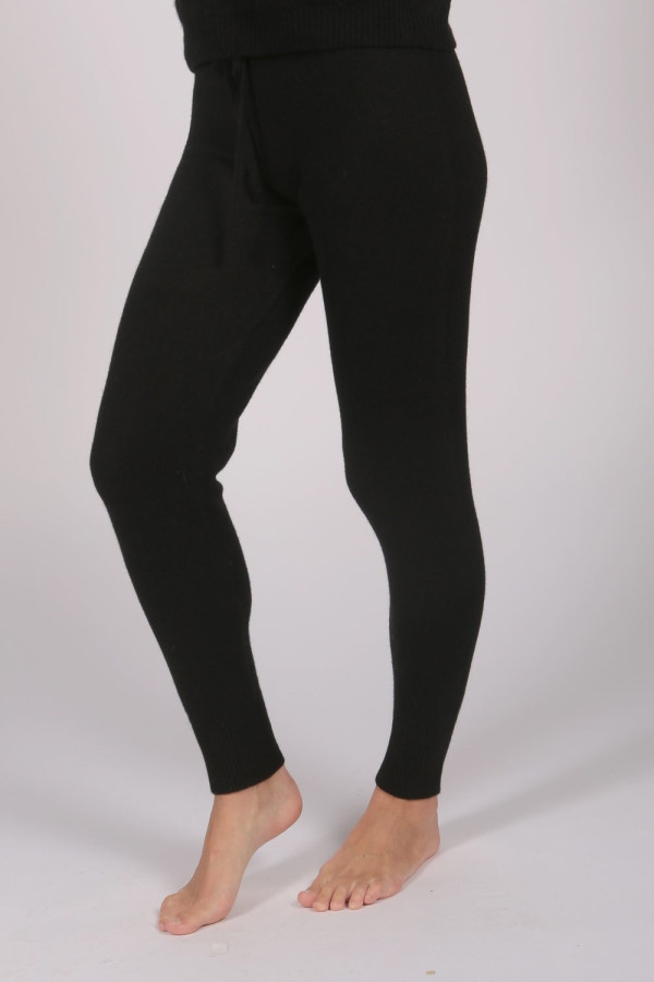 Women's Pure Cashmere Joggers Pants in Black 1