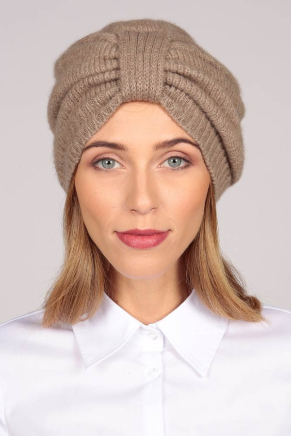 Cashmere turban in camel brown 1