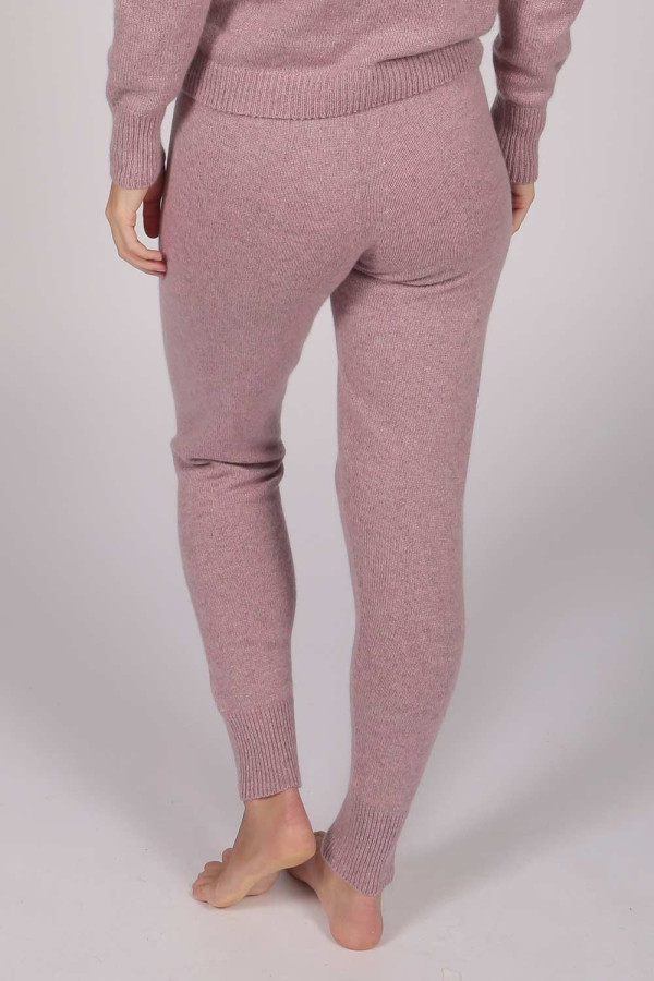 Women's Pure Cashmere Joggers Pants in Antique Pink back