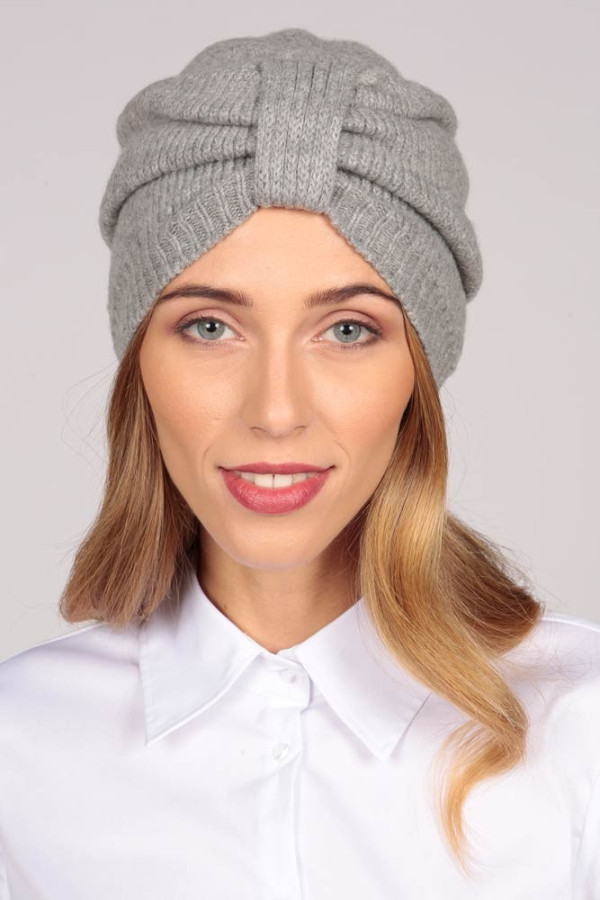 Cashmere turban in light grey 1