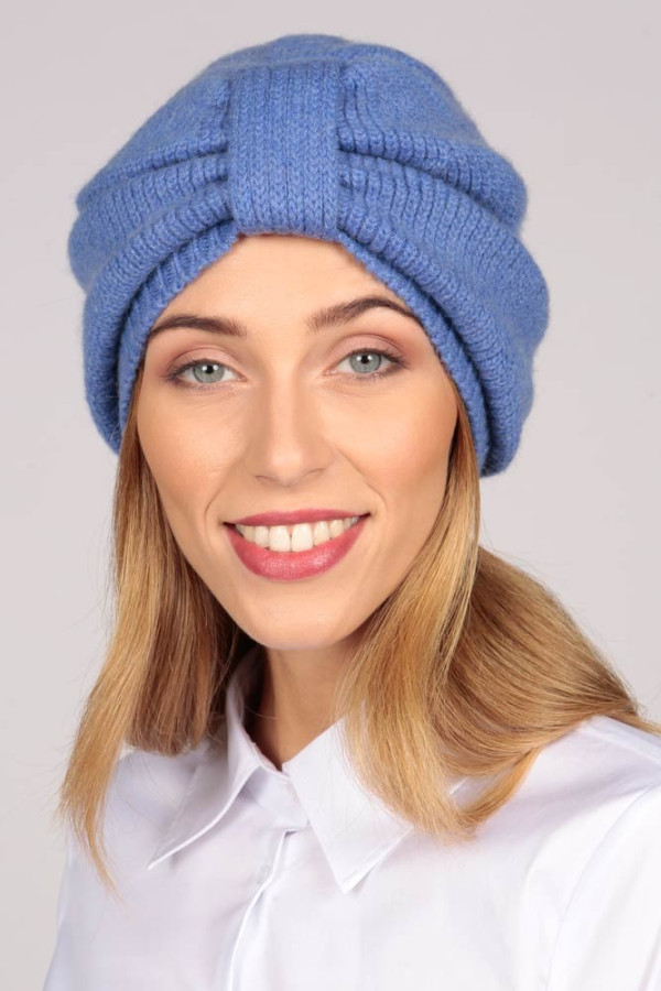 Cashmere turban in periwinkle blue 1