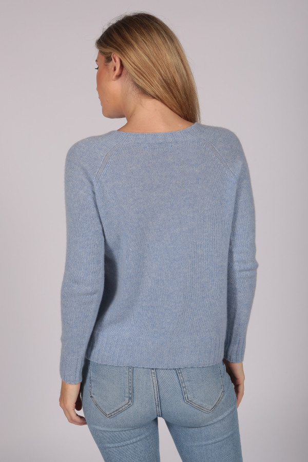 Light Blue Crew Neck Sweater 100% Cashmere