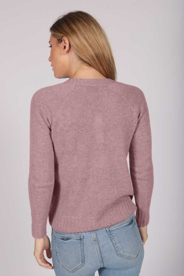 Antique Pink V-Neck Cashmere Sweater back