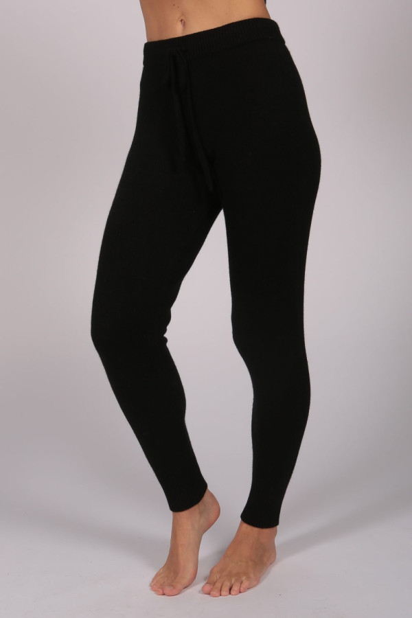 Women's Pure Cashmere Joggers Pants in Black 3