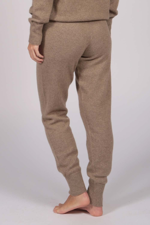 Women's Pure Cashmere Joggers Pants in Camel Brown 3