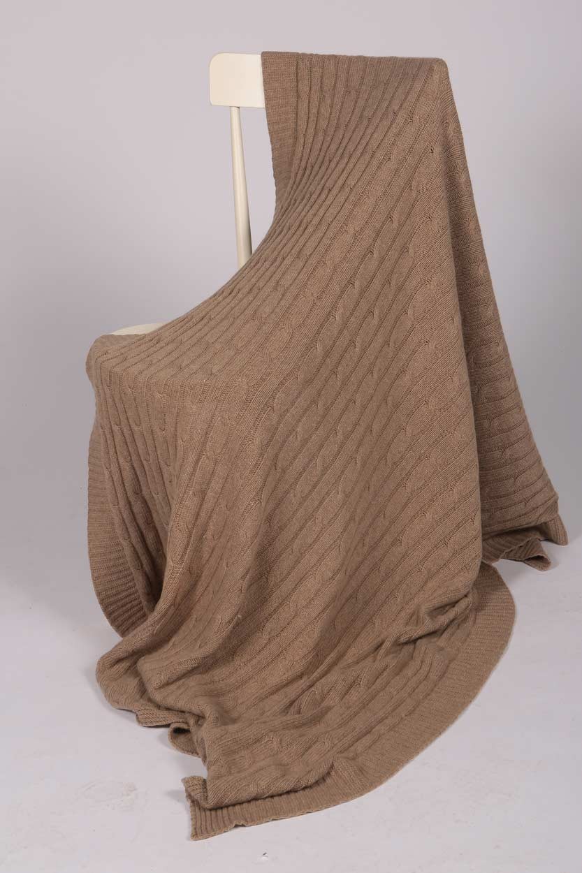 Luxury Pure Cashmere Cable Knit Blanket Throw 02