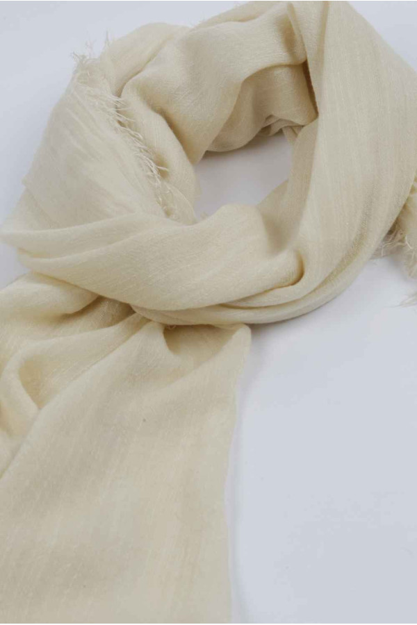 Lightweight Summer Scarf Shawl Wrap 100% Bamboo colour Custard White close up 03