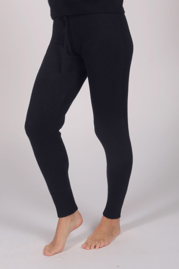 Women's Pure Cashmere Joggers Pants in Navy Blue front 2