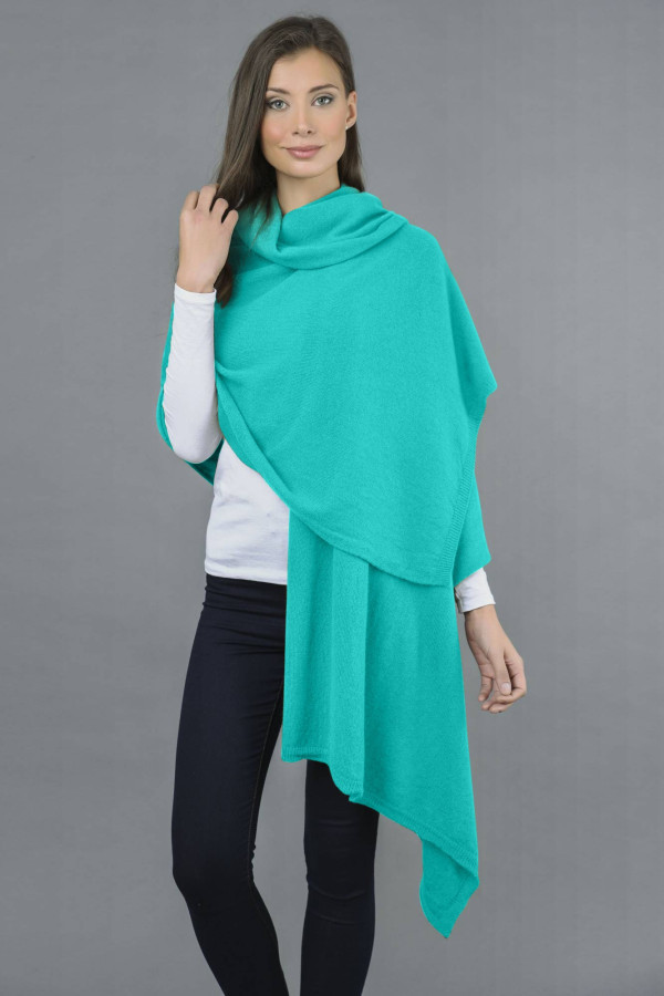 Knitted Pure Cashmere Wrap in Army Green 2