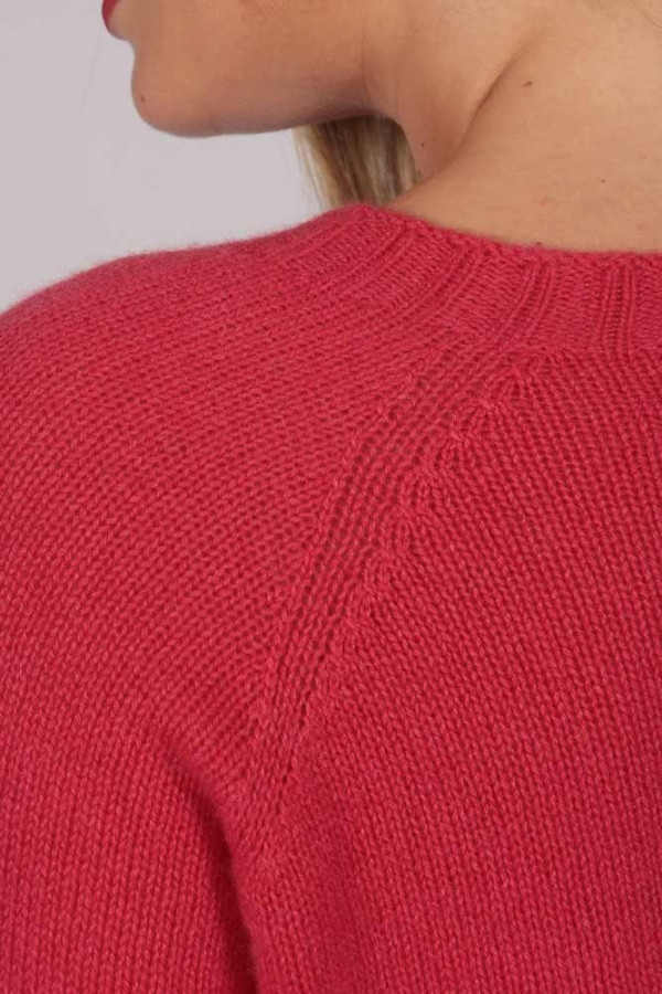 Coral Red Crew Neck Jumper 100% Cashmere front