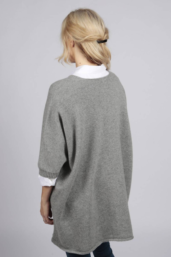 Light grey pure cashmere duster cardigan