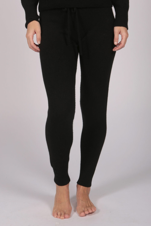 Women's Pure Cashmere Joggers Pants in Black 2