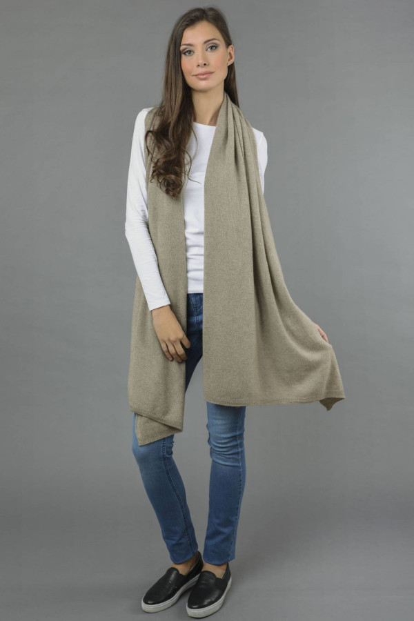 Pure Cashmere Wrap in Camel brown - made in Italy