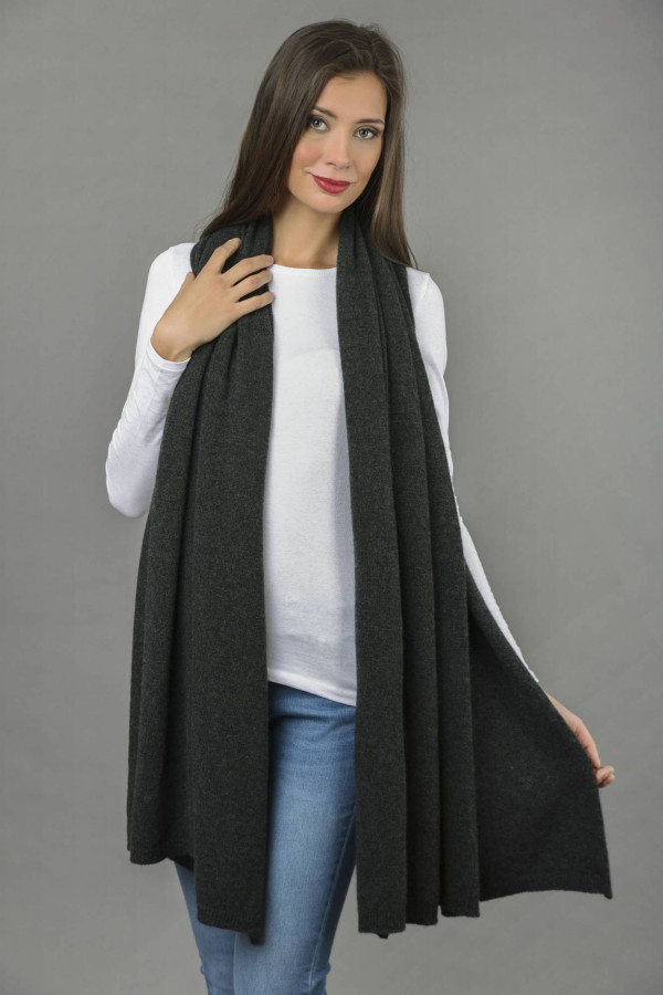Pure Cashmere Wrap in Charcoal Grey - made in Italy