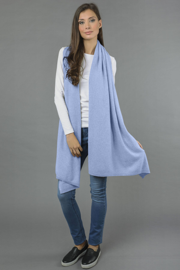 Pure Cashmere Wrap in Light Blue 3