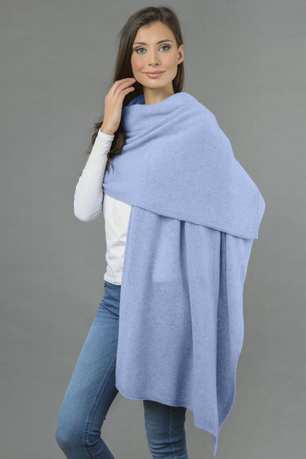 Pure Cashmere Wrap in Light Blue 1