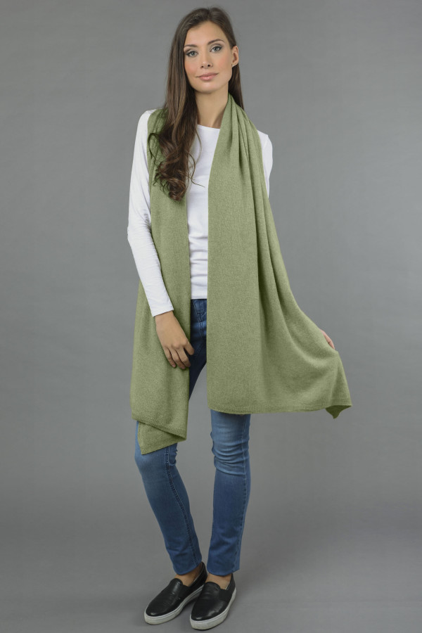 Pure Cashmere Wrap in Sage Green - made in Italy