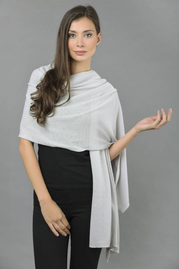 Pure Cashmere Wrap in Ice blue - made in Italy