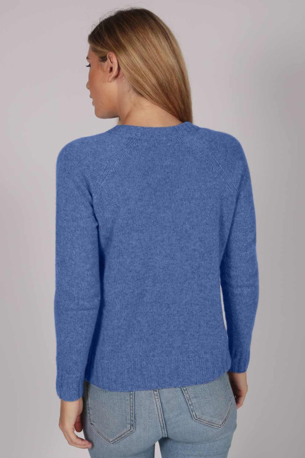 Periwinkle Blue V-Neck Cashmere Sweater back