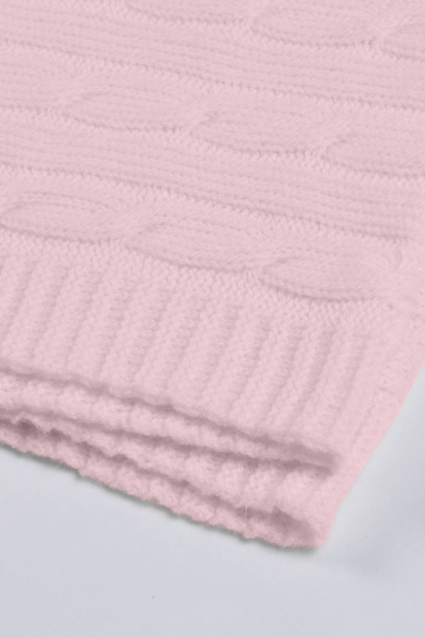 Baby Pink pure cashmere baby blanket cable knit 3