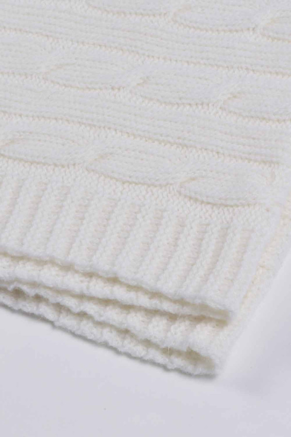 Cream White pure cashmere baby blanket cable knit